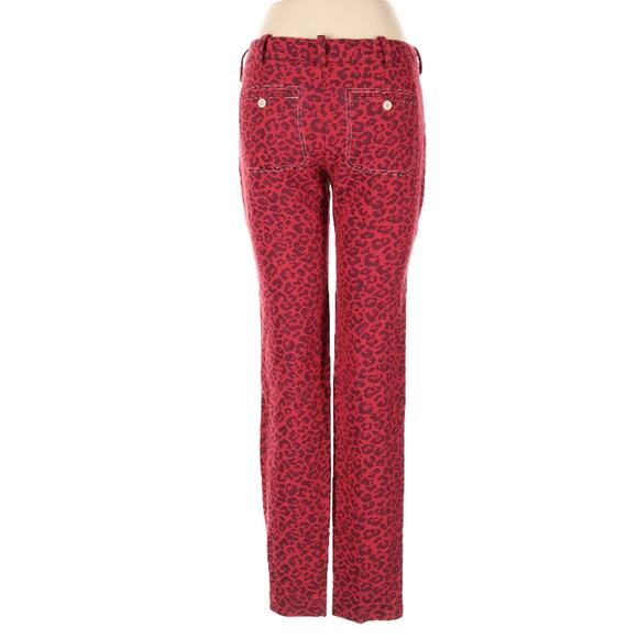 Zadig & Voltaire Prune Red Leopard Jacquard Straight Slim Pants 36 S - Picture 7 of 11